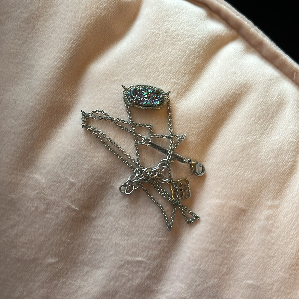 Kendra Scott multi color drusy on a silver chain - Picture 5 of 5